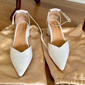 Bared Footwear Buteo White Satin Low Heels